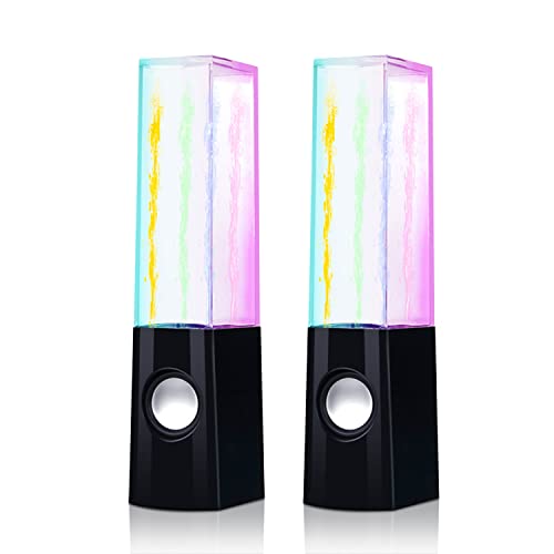 SULLMAR Led Light Dancing Water Speakers Fountain Music for Desktop Laptop Computer PC Speakers,USB Powered Stereo Speakers 3.5mm Audio (Black,Line-in Speakers)