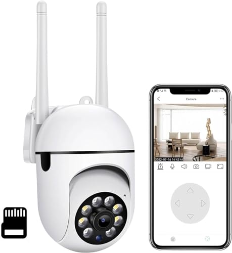 Outdoor Security Cameras HD 1080P with 8G Memory Cards, Indoor Outdoor WiFi Home Cam, Dome Surveillance Cam 360° View IP66 Waterproof with Motion Detection Full-Color Night Vision