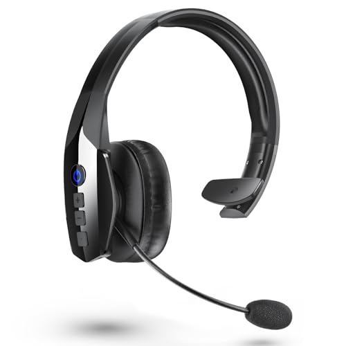 LEEMC Bluetooth Headset, Wireless Headset with Noise Canceling Mic (90 Hrs) Talktime & Mute Button, Trucker Bluetooth 5.2 Single-Ear Phone Headphones for Work/Truck Driver/Office/Cellphone