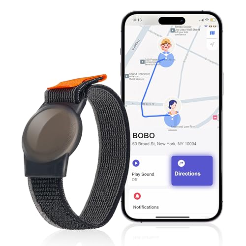 GPS Tracker for Kids, Teen, Special Needs, Elderly - Mini GPS Tracker Locator Real-Time with Watch Band - No Monthly Fee - Works with Apple Find My (iOS Only) - Hidden Tracking Device
