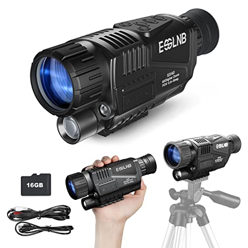 ESSLNB Night Vision Monocular 5X40 Night Vision Infrared Monocular with 1.5' TFT LCD Take Photos and Videos Playback Function 16G TF Card Digital Night Vision Scopes for Hunting Security Surveilla