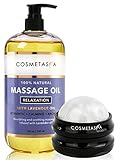 Sensual Lavender Massage Oil with Massage Roller Ball - No Stain 100% Natural Blend of Spa Quality Oils for Romantic, Calming, Aromatic, Soothing Massage Therapy for Couples