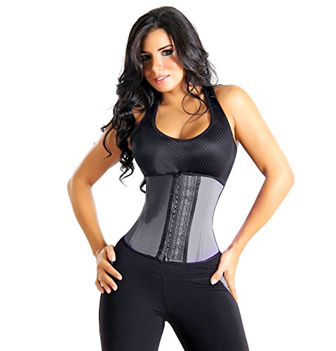 Waist Trainer Corset: 9 Reinforced Steel Bones – 100% Premium Latex and Cotton For Maximum Comfort – Waist Cincher Helps With Weight Loss and Curves - by Shape of You - Black M