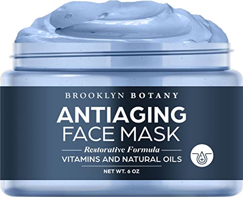 Brooklyn Botany Antiaging Face Mask 6 oz – Deep Pore Cleanser Clay Mask with Bentonite and Kaolin Clay – Purifying and Hydrating Facial Cleanser and Acne Face Mask – For Normal and Oily Skin