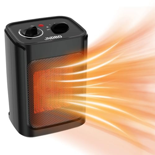 JNDRO Portable Electric Space Heater - 1500W/750W Safe and Quiet Ceramic mini Heater Fan with Thermostat, Heat Up 200 Square Feet for Room Office Desk Indoor Use