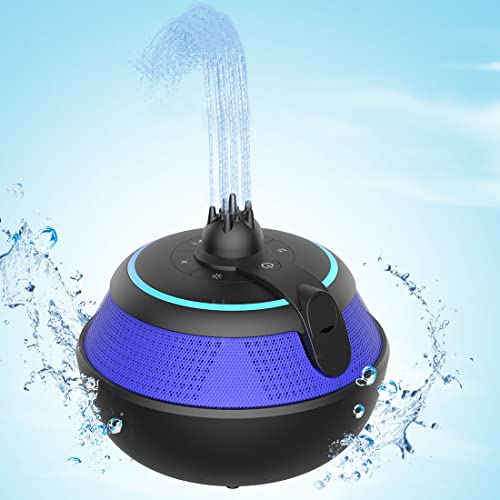 Pool Speaker, Foifope Floating Waterproof Bluetooth Shower Speakers Portable Floating Bluetooth Wireless Waterproof Fountain Pool Speakers with Lights for Hot Tub Outdoor Bathroom Kids (Blue)