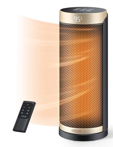 Dreo Space Heater Indoor, 1500W PTC Electric Heaters with Thermostat, 70° Oscillation, 1-12H Timer, Ceramic heaters for Indoor use with Remote, Fast Safety Room Heater for Home Bedroom, Office