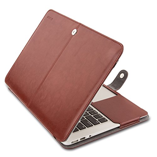 MOSISO Compatible with MacBook Air 13 inch Case A1369 A1466 Older Version 2010-2017 Release, PU Leather Case Portfolio Protective Stand Cover Sleeve, Brown