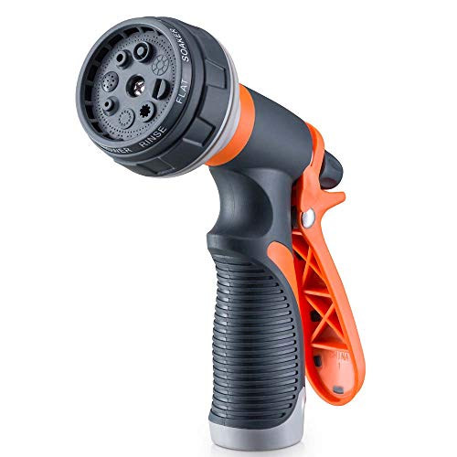 Gsinodrs Garden Hose Nozzle, Heavy Duty Hose Nozzle with 8 Adjustable Watering Patterns, Multifunctional High Pressure Hose Nozzle Sprayer for Home, Watering Lawns and Garden, Car Cleaning