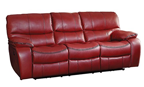 Homelegance Pecos Leather Gel Power Double Reclining Sofa, Red