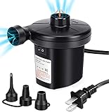 Electric Air Pump for Inflatables, Portable Camping Electric Pumps Inflator/Deflator for Air Bed Mattress Inflatables Paddling Pool Beach Toys with 3 Nozzles