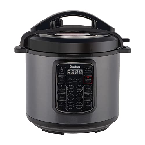 Winado 13-in-1 Electric Pressure Cooker, 6QT Capacity Multifunction Cooking Pressure Cooker, Stainless Steel & LED Display, Slow Cooker, Rice Cooker, Steamer, Egg Cooker, Warmer, Middle Handle (Grey)