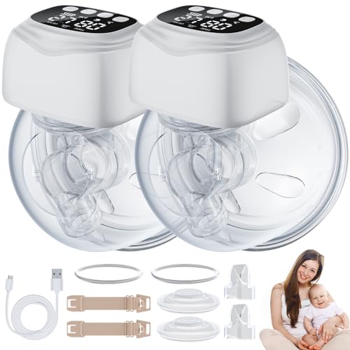 Breast Pump Hands Free Breast Pump, Wearable Breast Pump with Soft Double-Sealed Flange, Wireless Electric Breast Pump with 3 Modes & 9 Levels, No Leakage