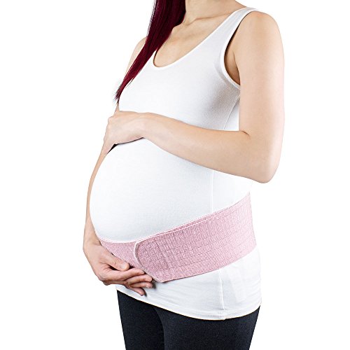 Bracoo Maternity Belt & Post Partum Waist Binder - Adjustable Belly Band for Pregnancy - Relieve Tired Muscles, Support for Prenatal and Postpartum Comfort, MS61, Pink, One Size