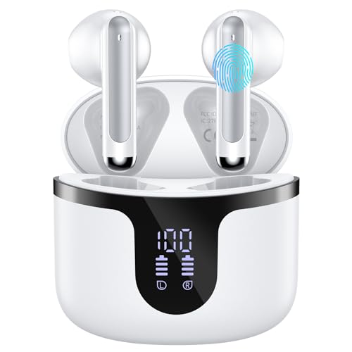 Tiuieyin Wireless Earbuds Bluetooth Headphones 5.3 with Dual LED Power Display Charging Case HiFi Stereo Bass IPX7 Waterproof Ear Buds Built-in Mic for iPhone and Android