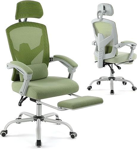 Ergonomic Office Chair, Reclining Office Chair Desk Chair with Foot Rest, High Back Computer Chair Mesh Home Office Desk Chairs with Wheels