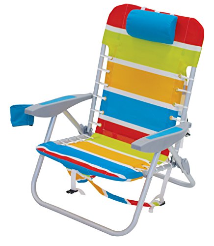Rio Beach 4-Position Backpack Lace-Up Suspension Folding Beach Chair, Bright Stripe