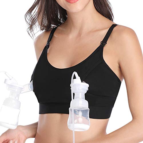 Lupantte Pumping Bra Hands Free, Plus Size Breast Pump Bra for 34B-48F, Comfortable and Adjustable Nursing Bra for Pumping, Fit for Breast Pumps Like Spectra, Lansinoh, Philips Avent, Medela etc (Large)
