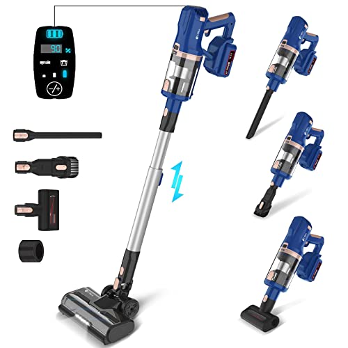 UMLo Cordless Vacuum Cleaner, 300W 28Kpa Cordless Stick Vacuum with LED Display, Up to 60min Runtime, 4000mAh Battery Cordless Vacuum,8 in 1 Lightweight Vacuum for Pet Hair Carpet Hard Floor,V111 Plus