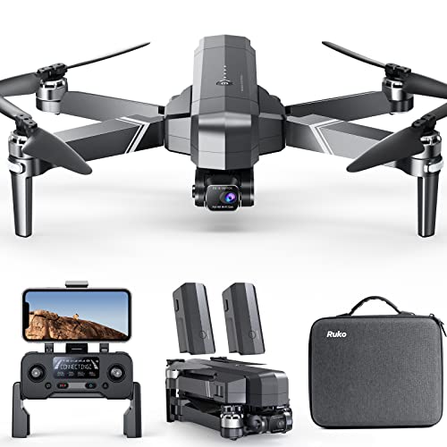 Ruko F11GIM2 Drones with Camera for Adults 4K, 9800ft Long Range Video Transmission, 3-Axis Gimbal, 56Mins Flight Time GPS Auto Return and Follow Me Quadcopter with 2 Batteries, Level 6 Wind Resistance