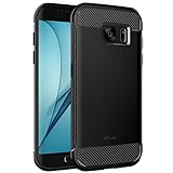JETech Slim Fit Case Compatible with Samsung Galaxy S7 Edge 5.5-Inch, Thin Phone Cover with Shock-Absorption and Carbon Fiber Design (Black)