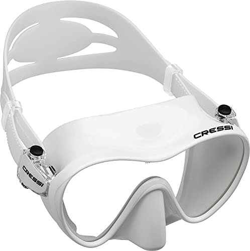 Cressi F-1 Frameless Scuba Snorkel Mask, Silicone Skirt for Scuba Diving and Snorkeling Dive Mask - Blanca