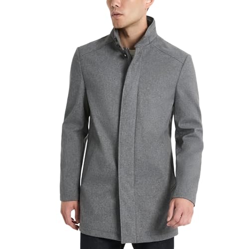 Van Heusen Men's Tedford Overcoat with Stand Collar, Grey Melange, XX-Large