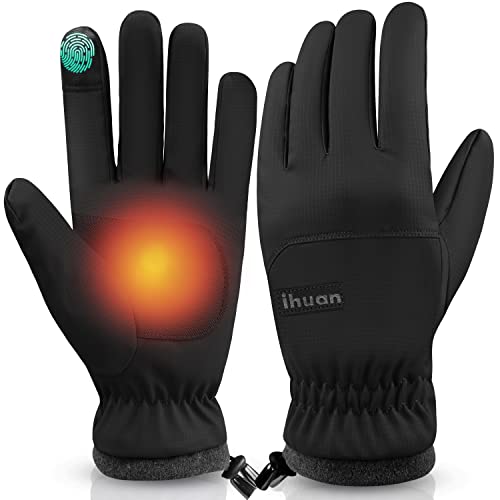 ihuan Winter Cold Weather Gloves Waterproof Windproof Mens Women - Warm Touchscreen Anti-Slip Palm Thermal Gloves for Driving, Biking, Running, Hiking, Working