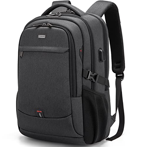 DUSLANG 17 Inch Laptop Backpack for Travel Water Resistant College Backpack for Men Laptop Bag with USB Charging Port,Black
