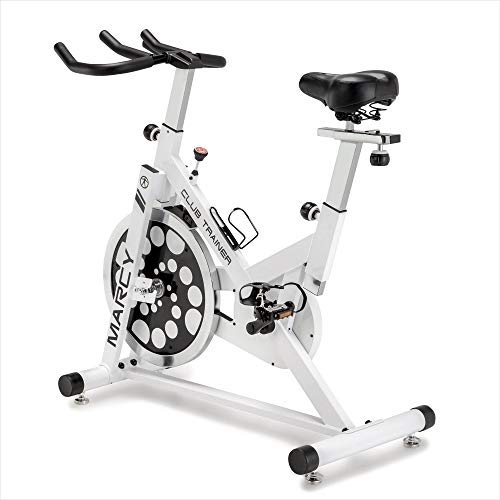 Marcy Club Revolution Indoor Home and Gym Cardio Cycling Exercise Bike Trainer, White