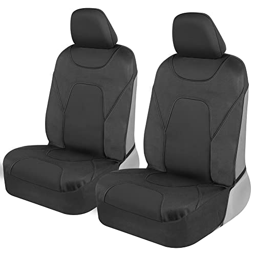 Motor Trend AquaShield Car Seat Covers for Front Seats, Black – Two-Tone Waterproof Seat Covers for Cars, Neoprene Front Seat Cover Set, Interior Covers for Auto Truck Van SUV