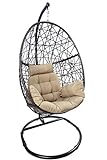 Luckyberry Egg Chair Outdoor Indoor Wicker Tear Drop Hanging Chair with Stand Color Cushion Brown