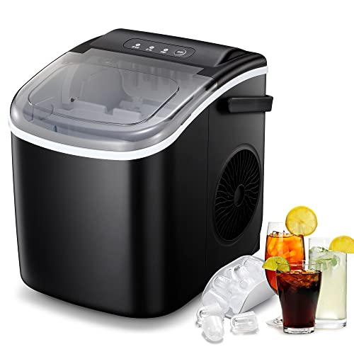 COWSAR Ice Makers Countertop, Portable Ice Maker Machine with Self-Cleaning, 26.5lbs/24Hrs, 6 Mins/9 Pcs Bullet Ice, Ice Scoop and Basket, Handheld Ice Maker for Kitchen/Home/Office/Party