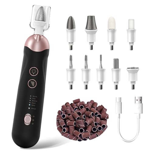 Professional Manicure Pedicure Kit, Cordless Electric Nail File Set, Rechargeable Pedicure Tools for feet, 5 Speeds Hand Foot Care Nail Drill for Thick Nail Toenail Cuticle Women Men Baby Pets