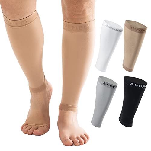 EVOPLECI 15-20mmHg Skin Calf Compression Sleeve Men and Women Wide Calf Sleeve Brace Compression Socks for Leg Support, Shin Splint,Pain Relief
