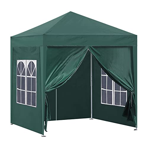 TUKAILAi Portable 10x10ft Pop Up Gazebo, Instant Canopy Waterproof Anti-UV Shelter with 4 Side Panels & Carry Bag, Steel Frame Tent for Outdoor Camping Party Event Four Seasons (Green)