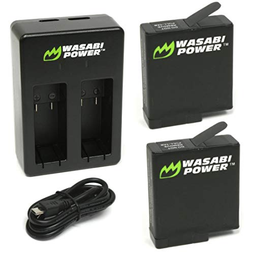 Wasabi Power Battery (2-Pack) & Dual Charger for GoPro HERO7 Black, HERO6 Black, HERO5 Black, Hero (2018 Model)