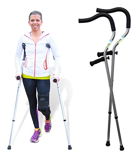 The Life Crutch - Universal Crutch (Sold as a Pair) | Articulating Tips | Supports up to 250 lbs | for Adults and Children with Heights 4'6' - 6'7'
