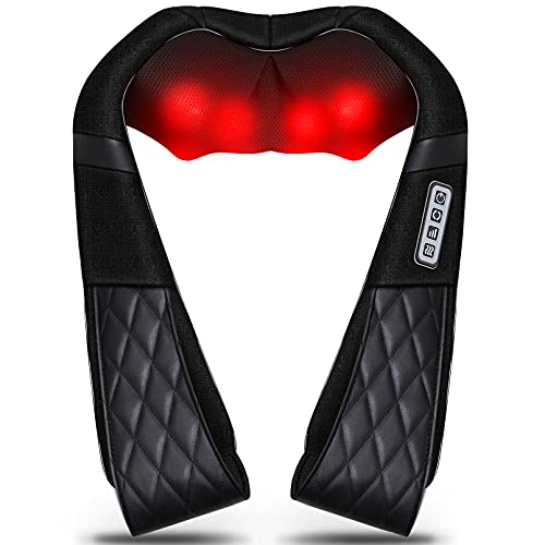 Neck Massager with Heat,Shiatsu Shoulder Back Massager Electric Back Neck Massage Pillow, 3D Deep Tissue Kneading Massagers for Neck,Back,Foot,Leg ,Gifts for Mom/Dad/Women/Men
