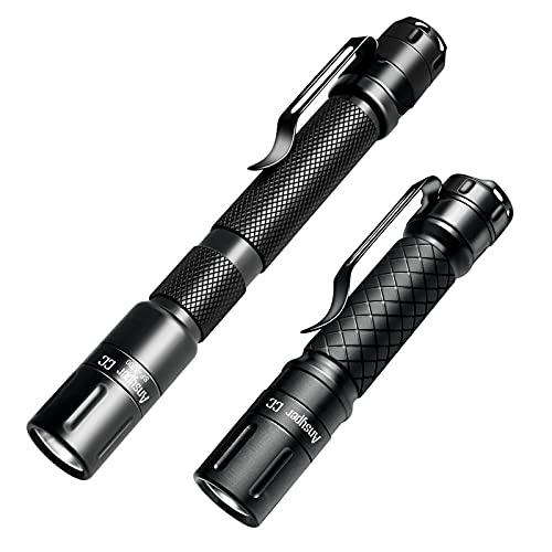 Mini Flashlight 3 Modes Small Flashlights LED Powerful High Lumens Tactical Pen Light with Clip,Slim Portable Pocket Compact Torch for Emergency Inspection AAA Battery Water-Resistant (3.4 & 5.2 inch)