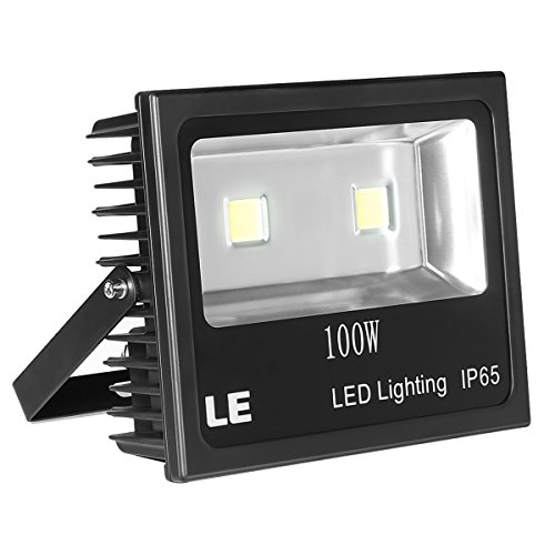 LE Outdoor LED Flood Light, 100W 10150LM, IP65 Waterproof, 250W HPS Bulb Equivalent, Daylight White 6000K, 120° Beam Angle, Security Light for Home, Backyard, Patio, Garden and More