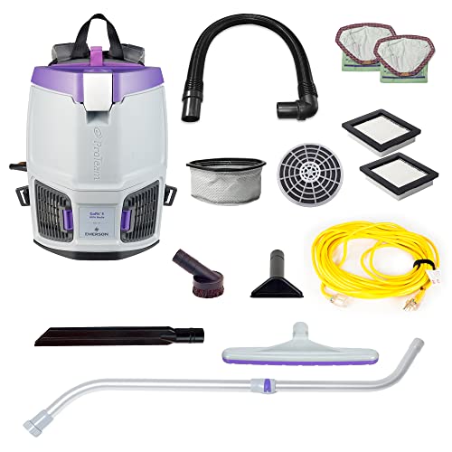ProTeam GoFit 3 Commercial Backpack Vacuum with Xover Multi-Surface Telescoping Wand Tool Kit, 3 qt, Corded
