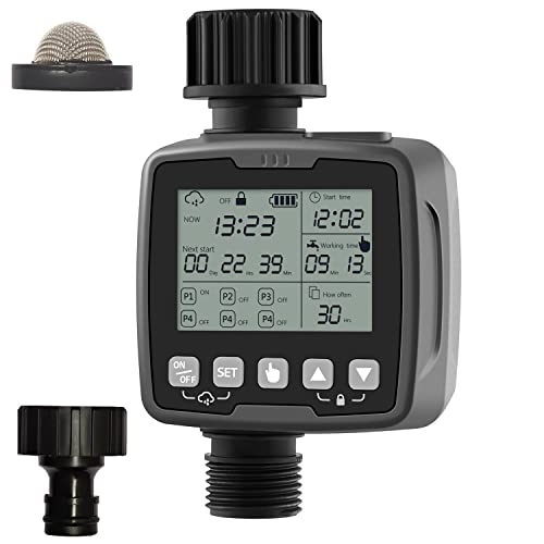 Sprinkler Timer Water Timer for Garden Hose Automatic Watering System Upgrade 6 Independent Programming Rain Delay 12 Months Extra Long Working Time Easy to Set Up Installation