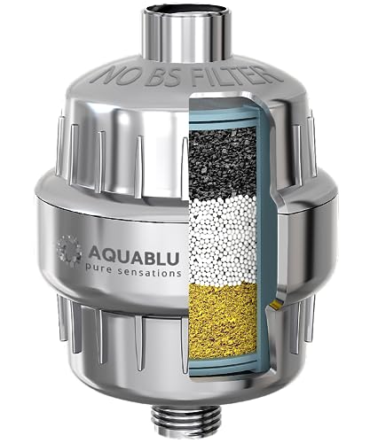 AquaBLU Heavy Duty NO BS Shower Filter – 99% REMOVAL Shower Head Filter for Hard Water, Chlorine, Heavy Metals, Fluoride, Micro-life, Organics & Much More!