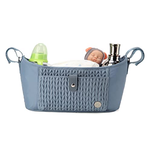 SEWBOO Universal Baby Stroller Organizer,Modern Diaper Caddy Organizer Featuring Two Built-in Pockets and Zippered Pocket,Petty Stroller Caddy with Adjustable Straps to Fits Nearly Any Strollers