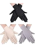 Boao 3 Pairs Women Sun Protective Gloves UV Protection Summer Sunblock Gloves Touchscreen Gloves for Driving Riding