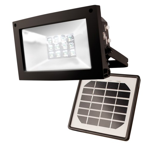 Maxsa 40330 80LM 12 LED Solar-Powered Dusk to Dawn Outdoor Flood Light, 10 Hour Weatherproof and Dark Sky Compatible Cool White Security Light, Black