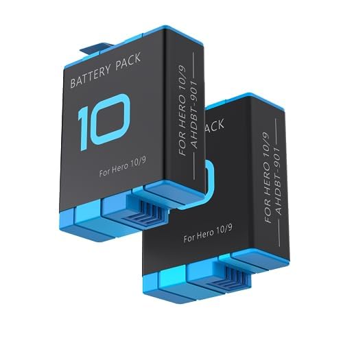 2-Pack 1800mAh Rechargeable Li-Ion Batteries for GoPro Hero 9 GoPro Hero 10 Black Battery Replacement Accessories