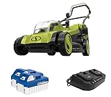 Sun Joe 24V-X2-17LM 48-Volt 17-Inch Mulching Walk-Behind Lawn Mower w/11-Gallon Grass Catcher & 6-Position Height Adjustment, Included, Cordless, Kit (w/ 2x 4.0-Ah Battery and Charger)