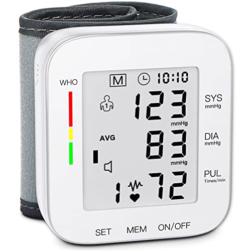 Blood Pressure Monitor Digital Wrist Blood Pressure Machine Automatic Cuff BP Detector 2x99 Readings Memory Large Display Voice with Carrying case